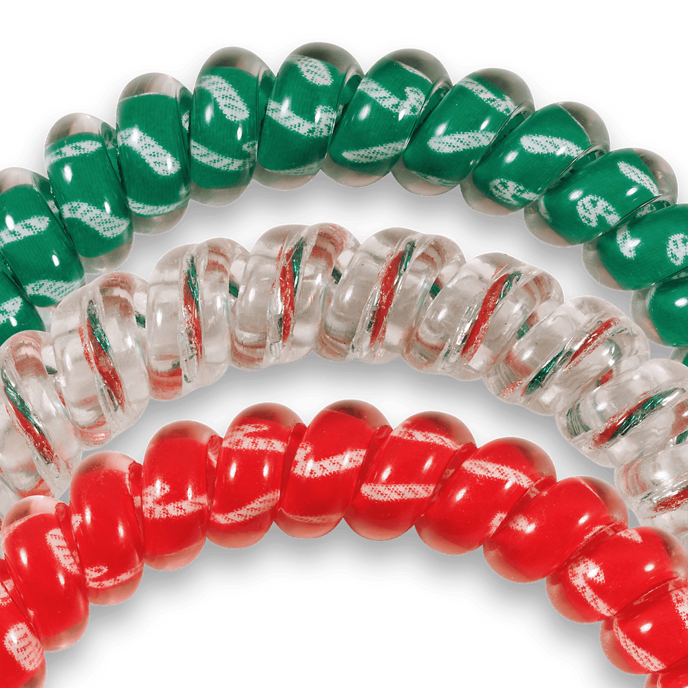 TELETIES Fashion Spiral Hair Coils | Small | Hooked on Christmas Hair Ties