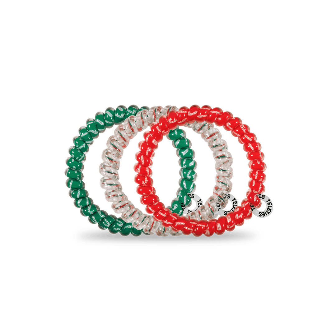 TELETIES Fashion Spiral Hair Coils | Small | Hooked on Christmas Hair Ties