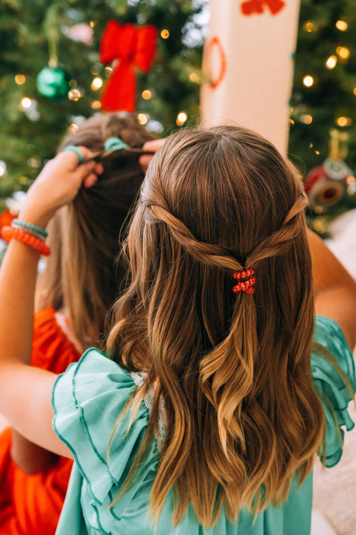 TELETIES Fashion Spiral Hair Coils | Small | Hooked on Christmas Hair Ties