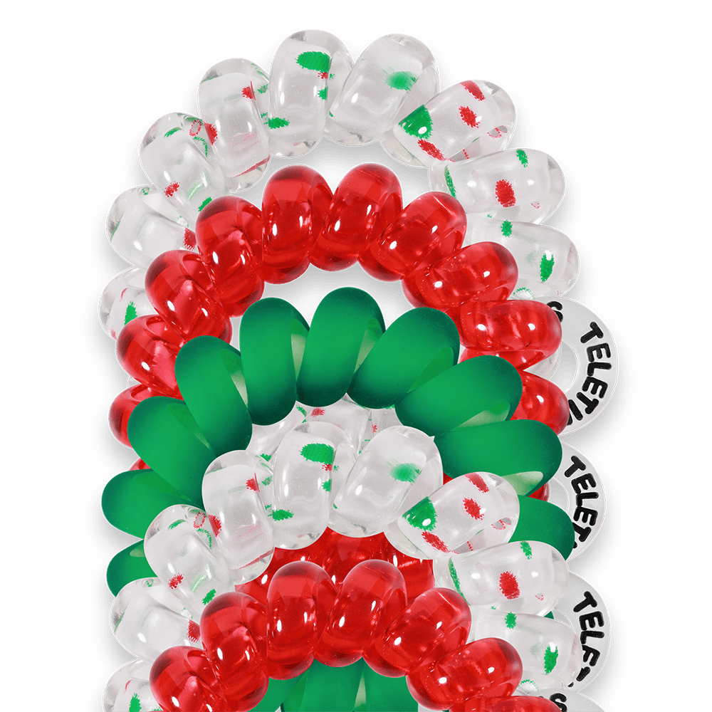 TELETIES Fashion Spiral Hair Coils | Tiny | Seasons Greetings Hair Ties