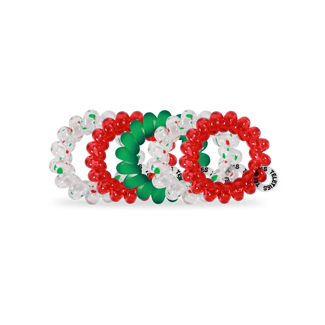 TELETIES Fashion Spiral Hair Coils | Tiny | Seasons Greetings Hair Ties