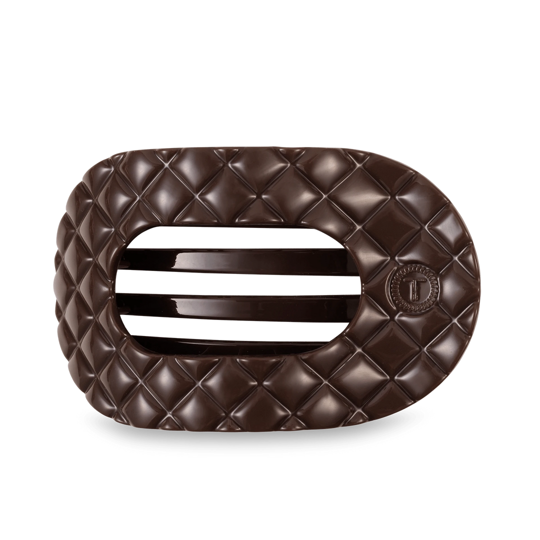 Teleties Fashion Truly Taupe Quilted Teleties Large Flat Round Hair Clips