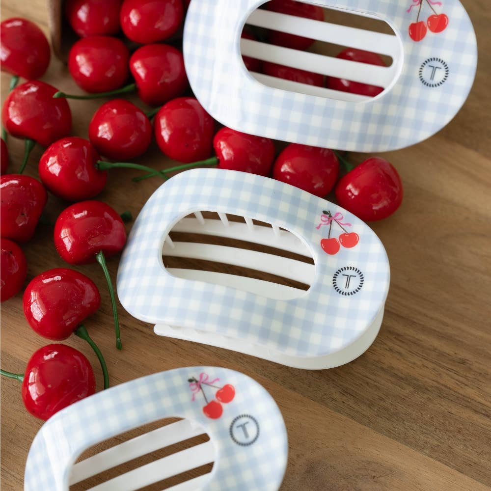 TELETIES Flat Round Hair Clip | Medium | Basket of Cherries