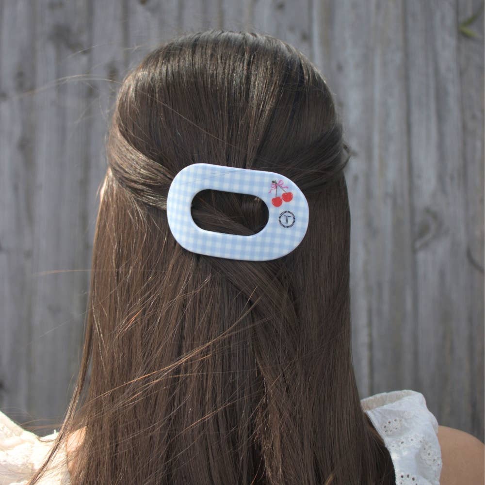 TELETIES Flat Round Hair Clip | Small | Basket of Cherries