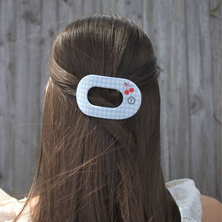 TELETIES Flat Round Hair Clip | Small | Basket of Cherries