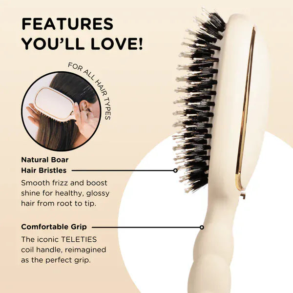 TELETIES Gifts Boar Bristle Hair Brush - Tan