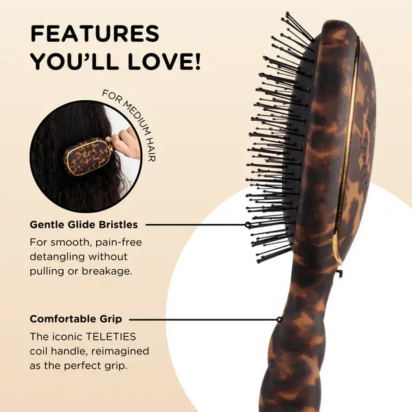 TELETIES Gifts Detangler Hair Brush for Medium Hair – Tortoise