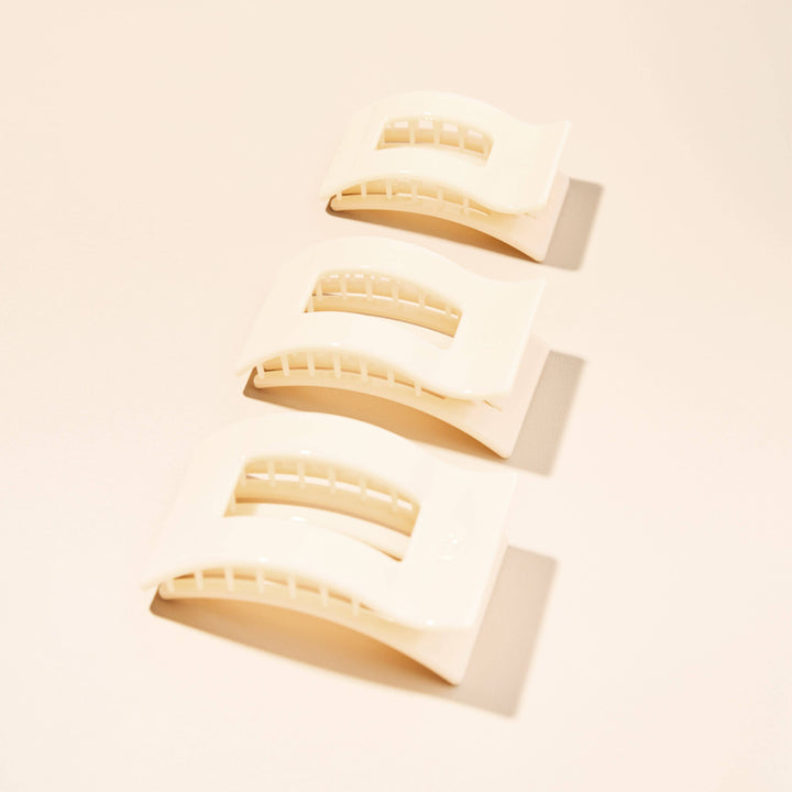 TELETIES Gifts Flat Rectangle Hair Clip | Medium | Almond Beige
