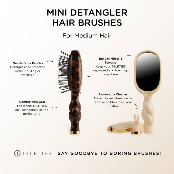 TELETIES Gifts Mini Detangler Brush for Medium Hair - Tan