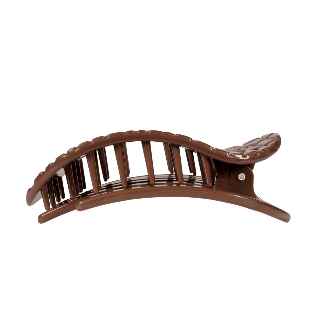TELETIES Hair Accessories Brown Crocodile Large Flat Round Hair Clip