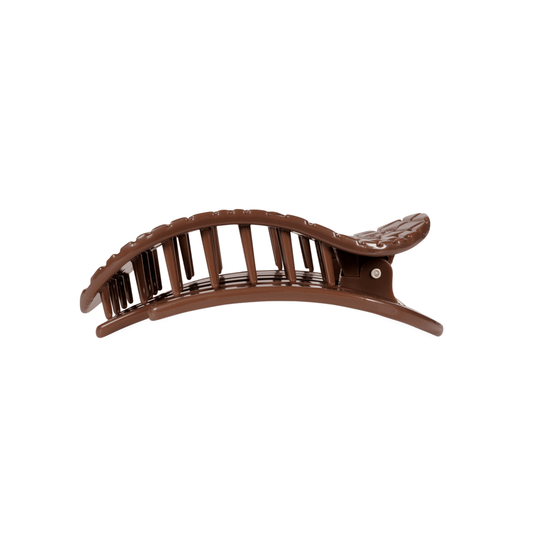 TELETIES Hair Accessories Brown Crocodile Medium Flat Round Hair Clip