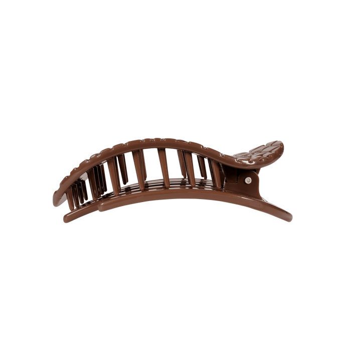 TELETIES Hair Accessories Brown Crocodile Medium Flat Round Hair Clip