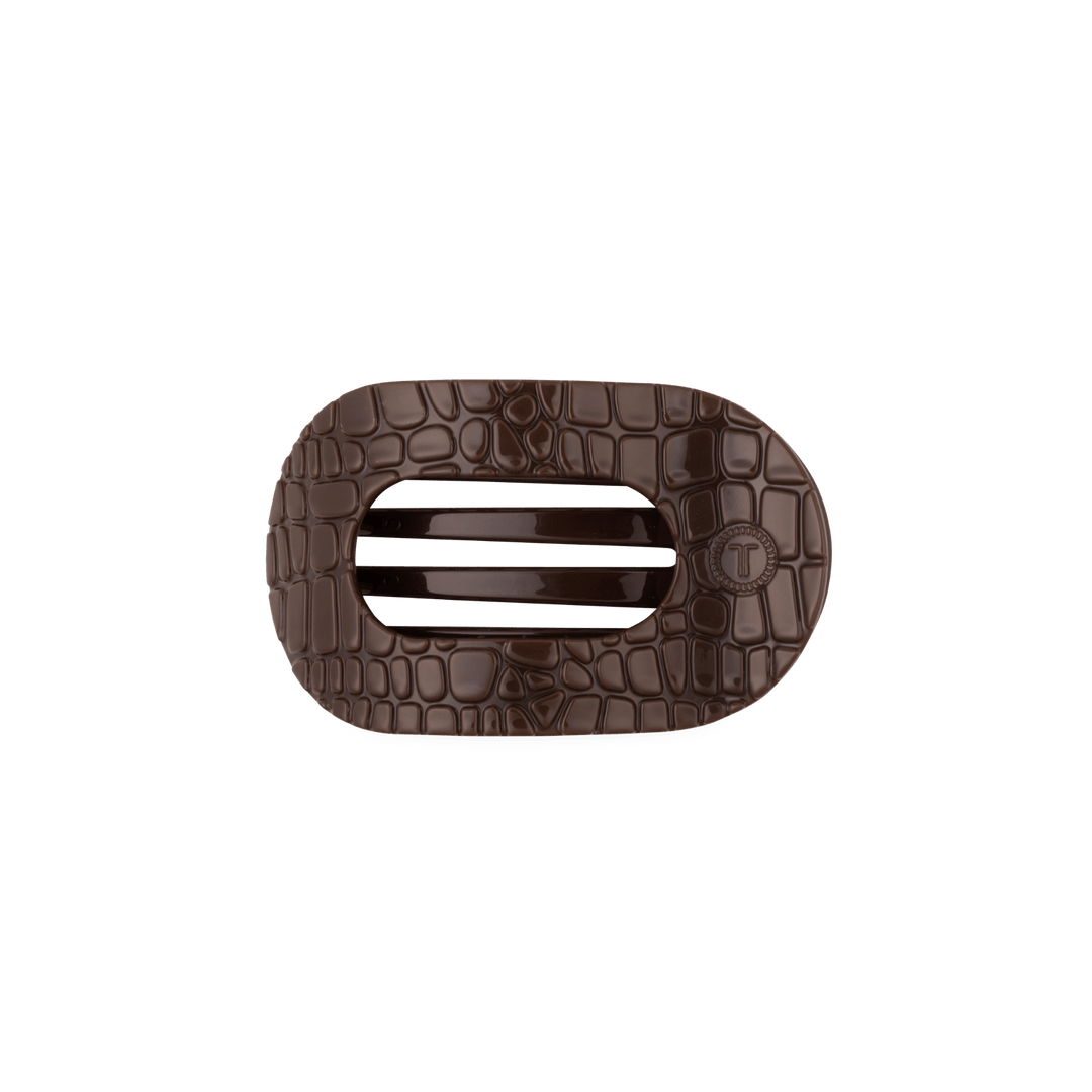 TELETIES Hair Claws &amp; Clips Brown Crocodile Small Flat Round Hair Clip