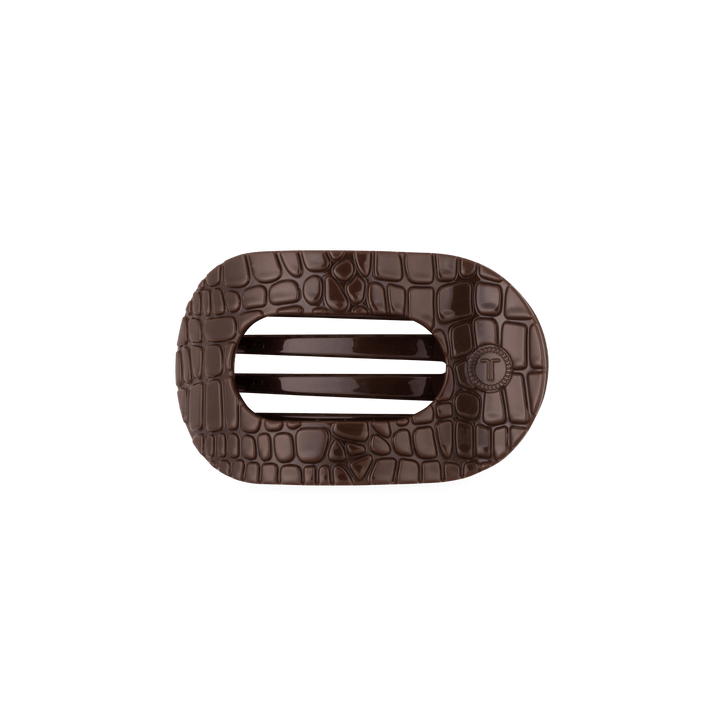 TELETIES Hair Claws &amp; Clips Brown Crocodile Small Flat Round Hair Clip