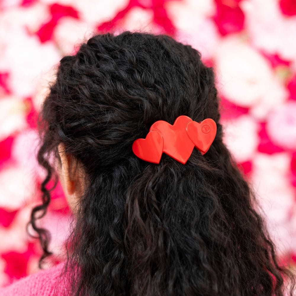 TELETIES Holiday Flat Hair Clip | Small | Heart to Heart