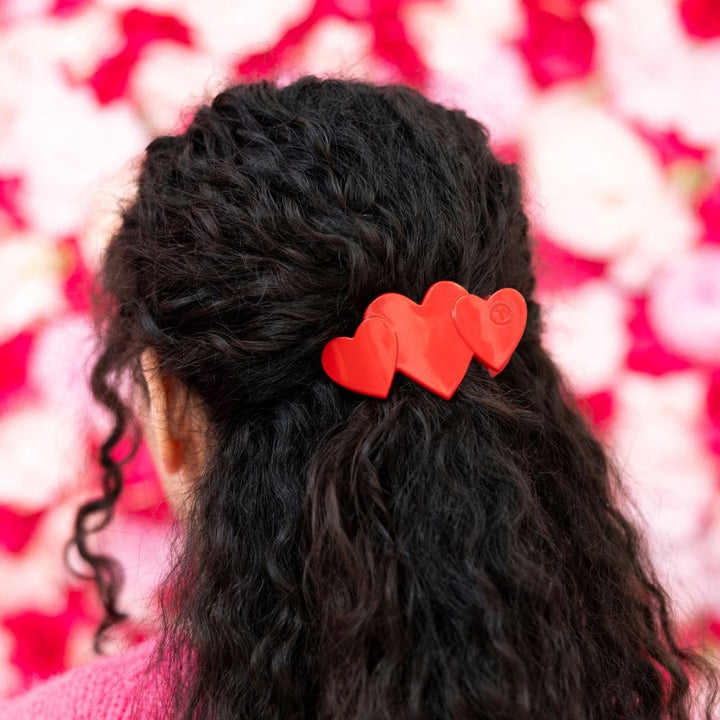TELETIES Holiday Flat Hair Clip | Small | Heart to Heart