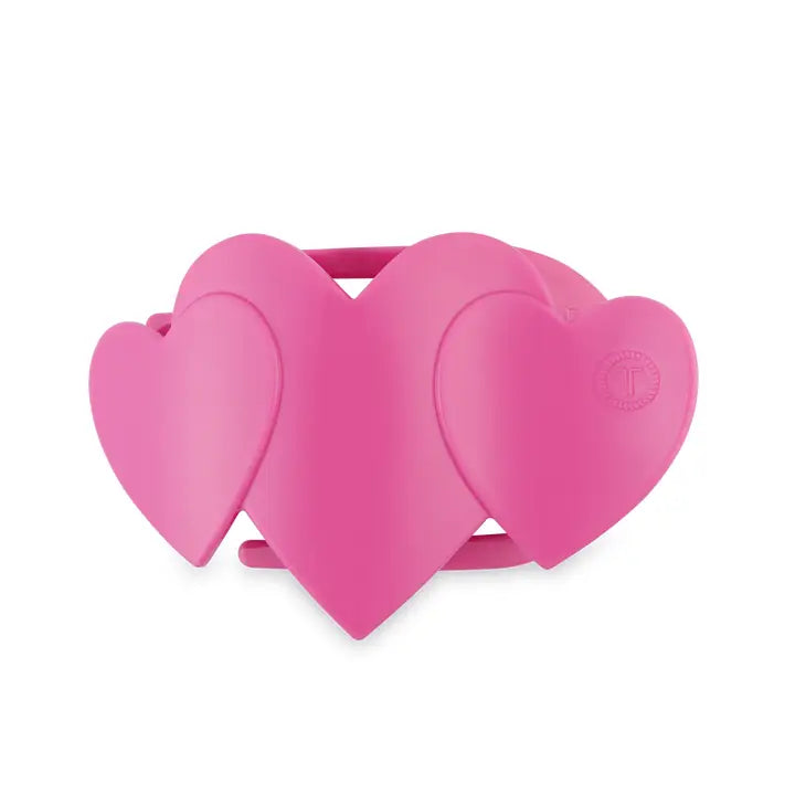 TELETIES Holiday Pink Flat Hair Clip | Medium | Heart to Heart