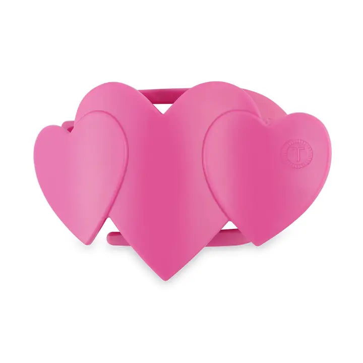 TELETIES Holiday Pink Flat Hair Clip | Small | Heart to Heart