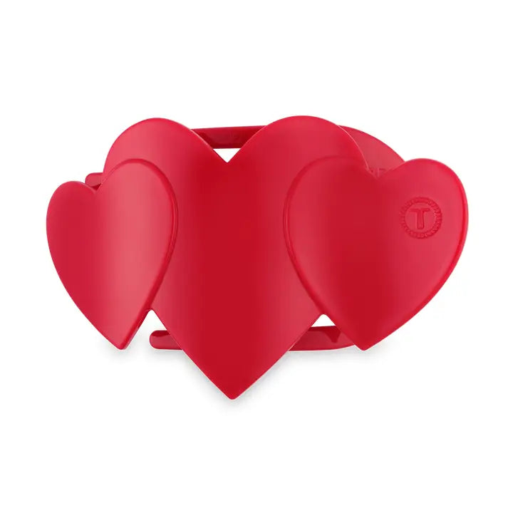 TELETIES Holiday Red Flat Hair Clip | Small | Heart to Heart