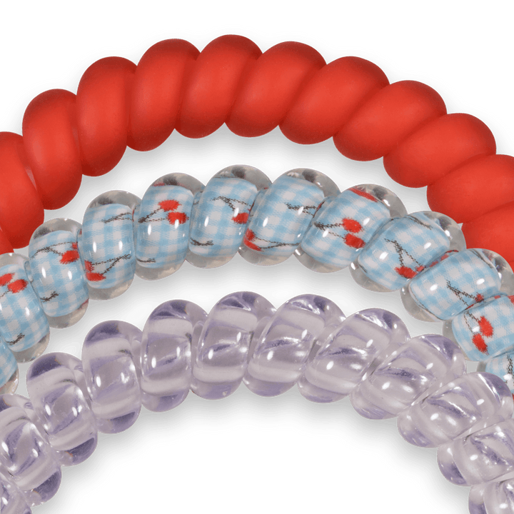TELETIES Spiral Hair Coils | Small | Basket of Cherries