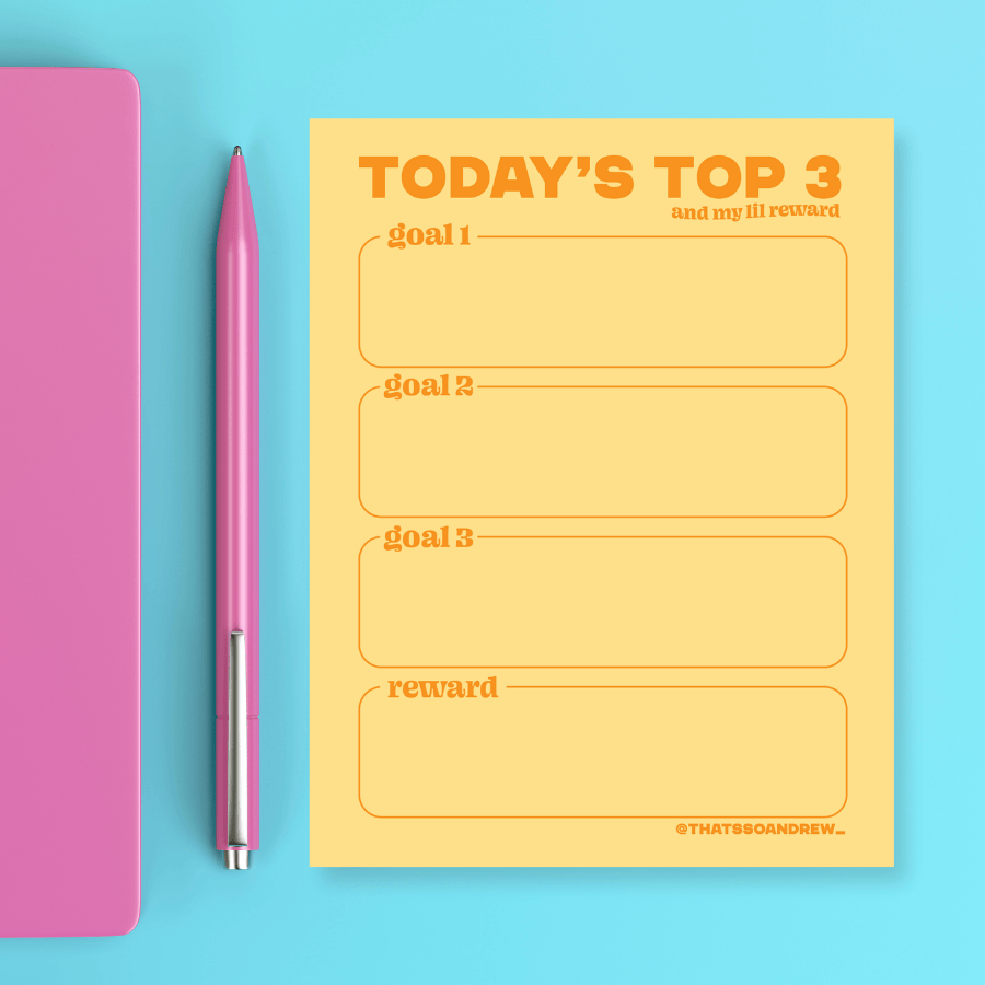 That’s So Andrew paper Today's Top 3 Goals  - Snarky & Funny Notepad
