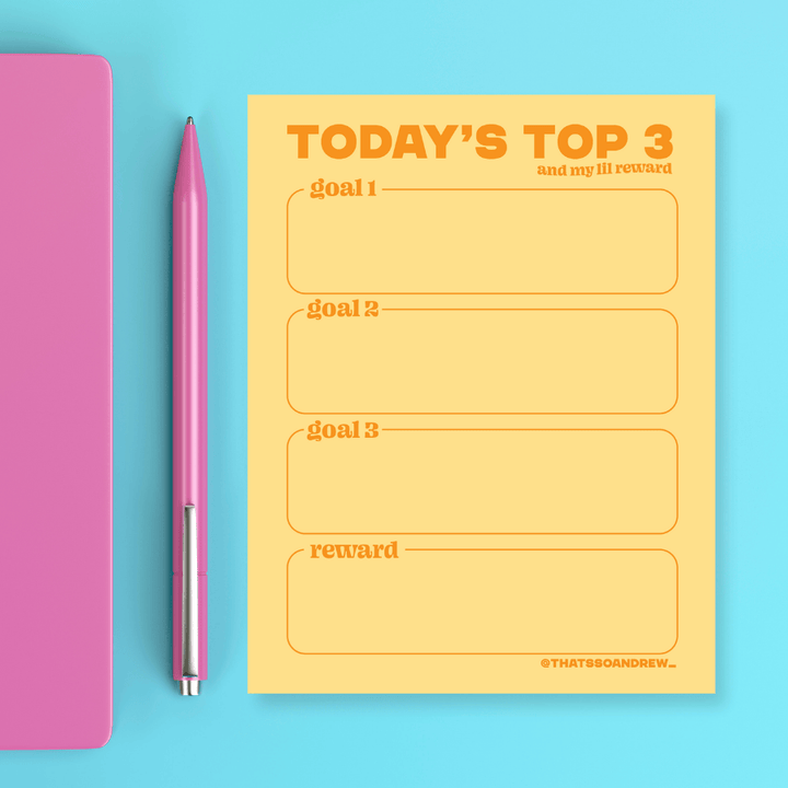 That’s So Andrew paper Today's Top 3 Goals  - Snarky & Funny Notepad