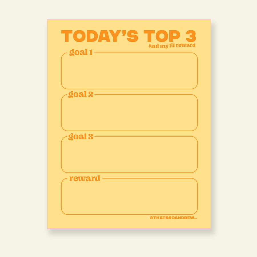 That’s So Andrew paper Today's Top 3 Goals  - Snarky & Funny Notepad