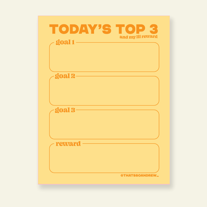 That’s So Andrew paper Today's Top 3 Goals  - Snarky & Funny Notepad
