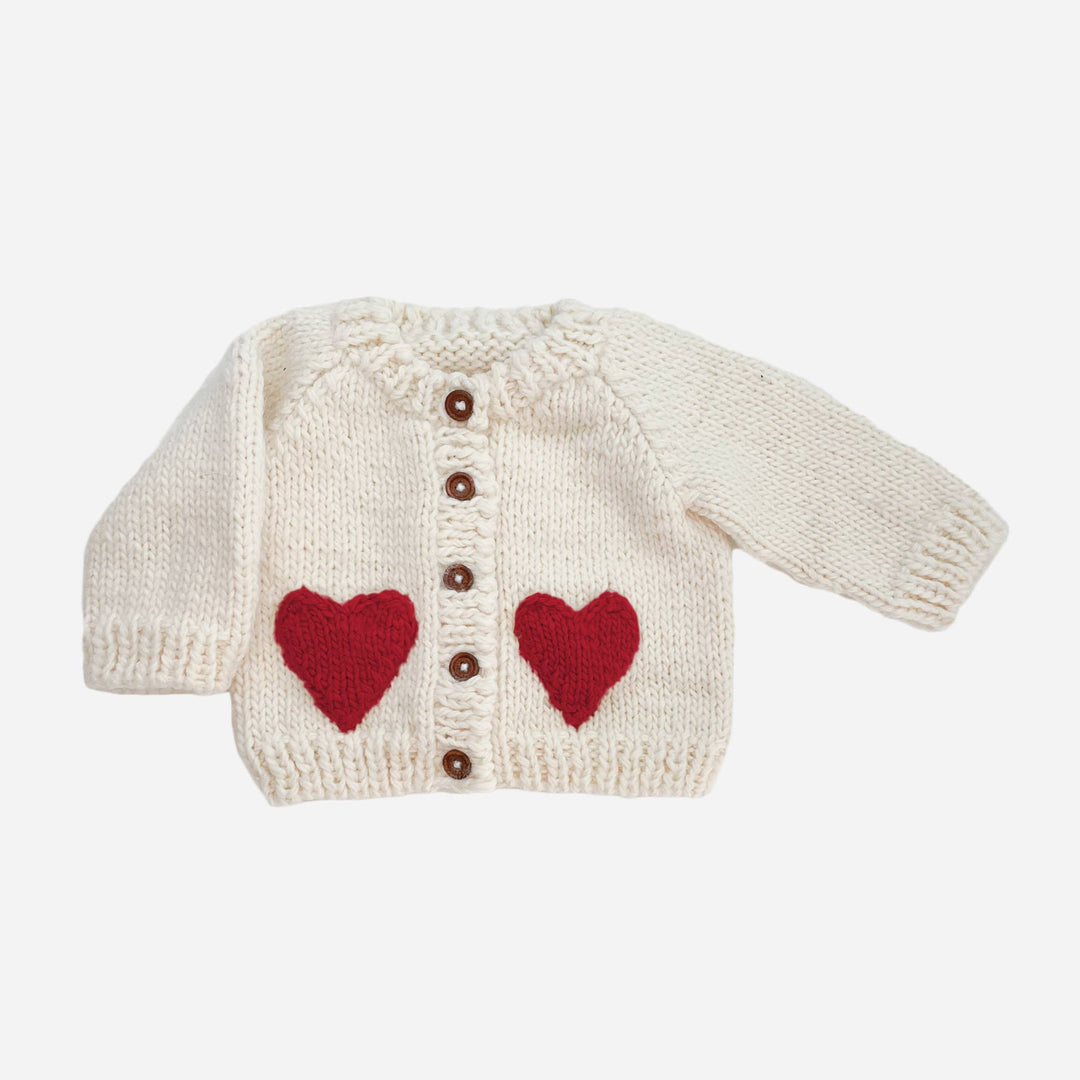 The Blueberry Hill Baby 0-6m Heart Cardigan Red Baby Kid Sweater