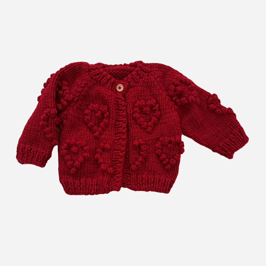 The Blueberry Hill Baby 6-12M Heart Popcorn Cardigan Red Baby Kid Valentine's Holiday