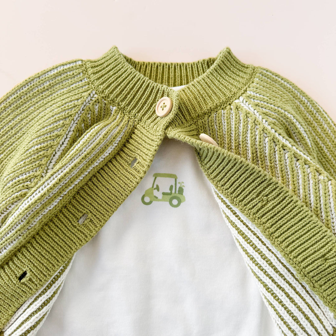 The Blueberry Hill Baby Cotton Brioche Cardigan Green Baby Kid Apparel Golf Patrick