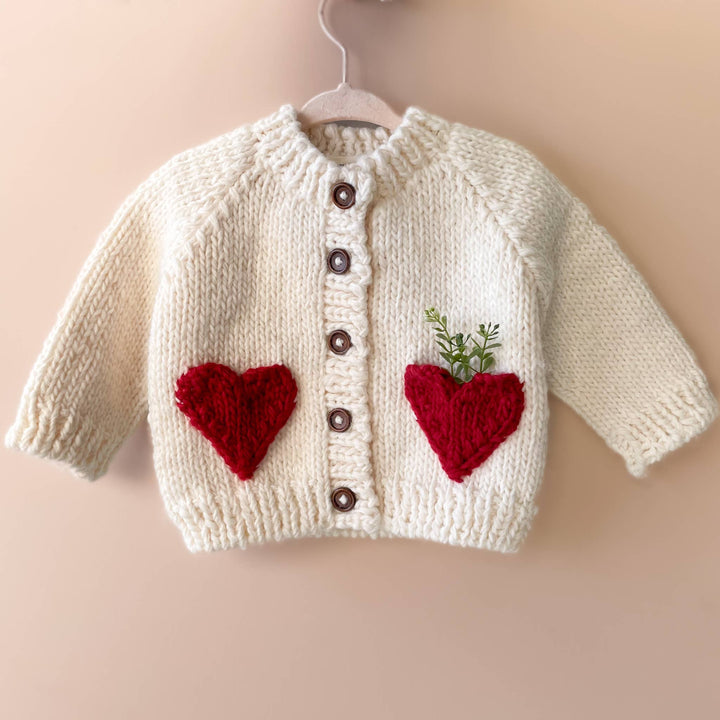 The Blueberry Hill Baby Heart Cardigan Red Baby Kid Sweater