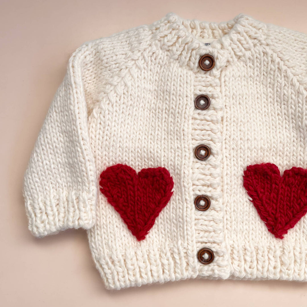 The Blueberry Hill Baby Heart Cardigan Red Baby Kid Sweater