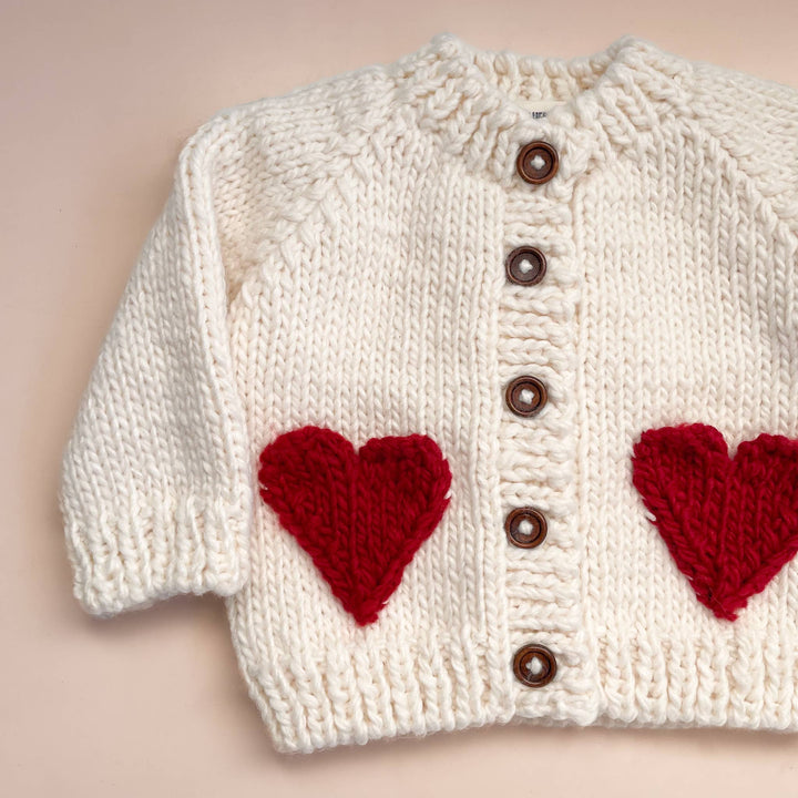 The Blueberry Hill Baby Heart Cardigan Red Baby Kid Sweater