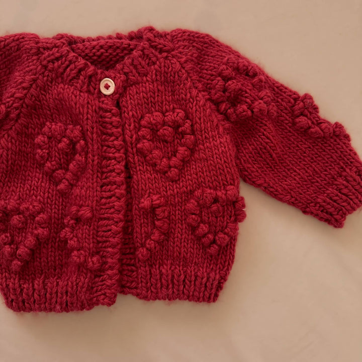 The Blueberry Hill Baby Heart Popcorn Cardigan Red Baby Kid Valentine's Holiday