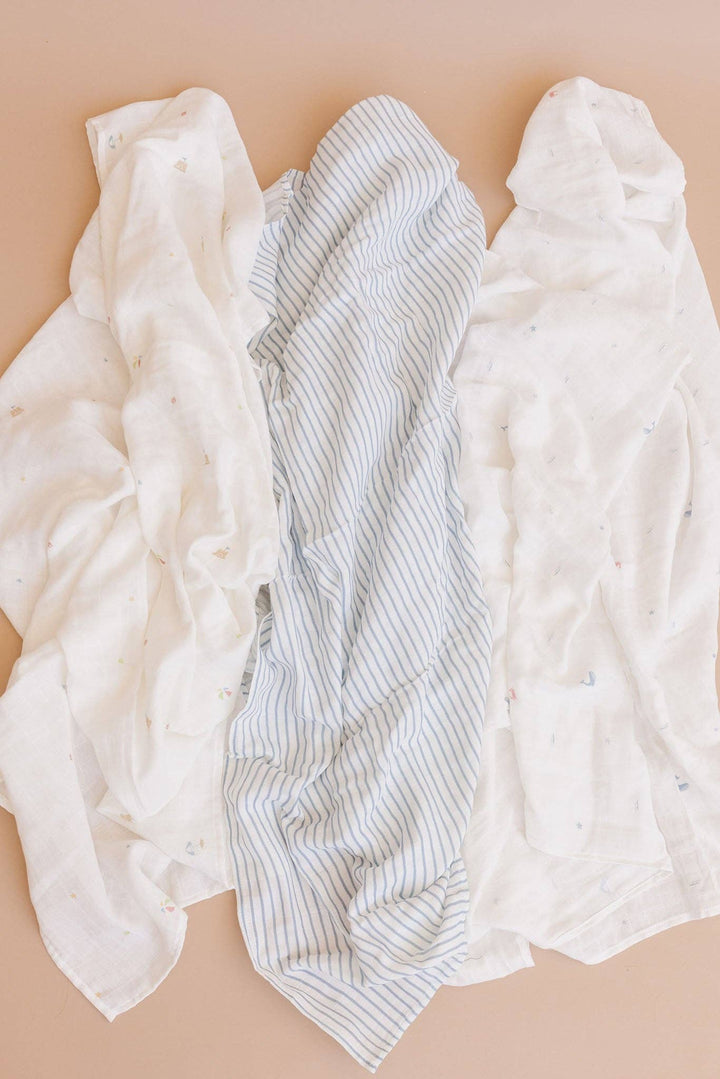 The Blueberry Hill Baby Swaddle Nautical Ocean Baby Organic Muslin Blanket