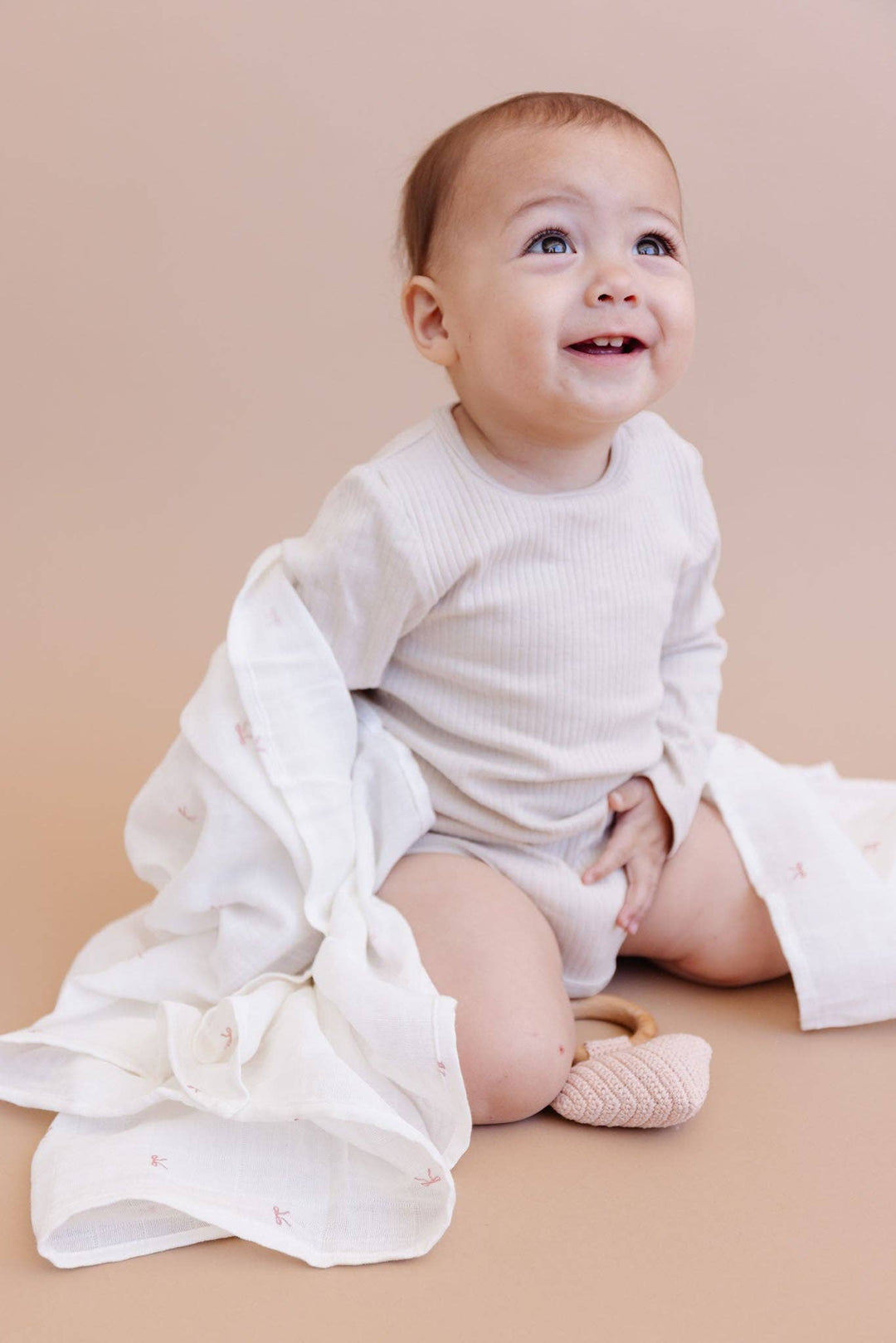 The Blueberry Hill Baby Swaddle Pink Bow Baby Girl Organic Cotton Muslin Blanket