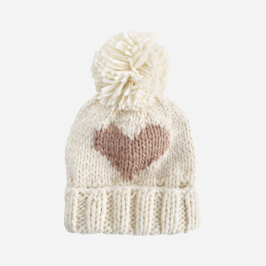 The Blueberry Hill Hat Heart Beanie, Blush | Hand Knit Kids & Baby Hat