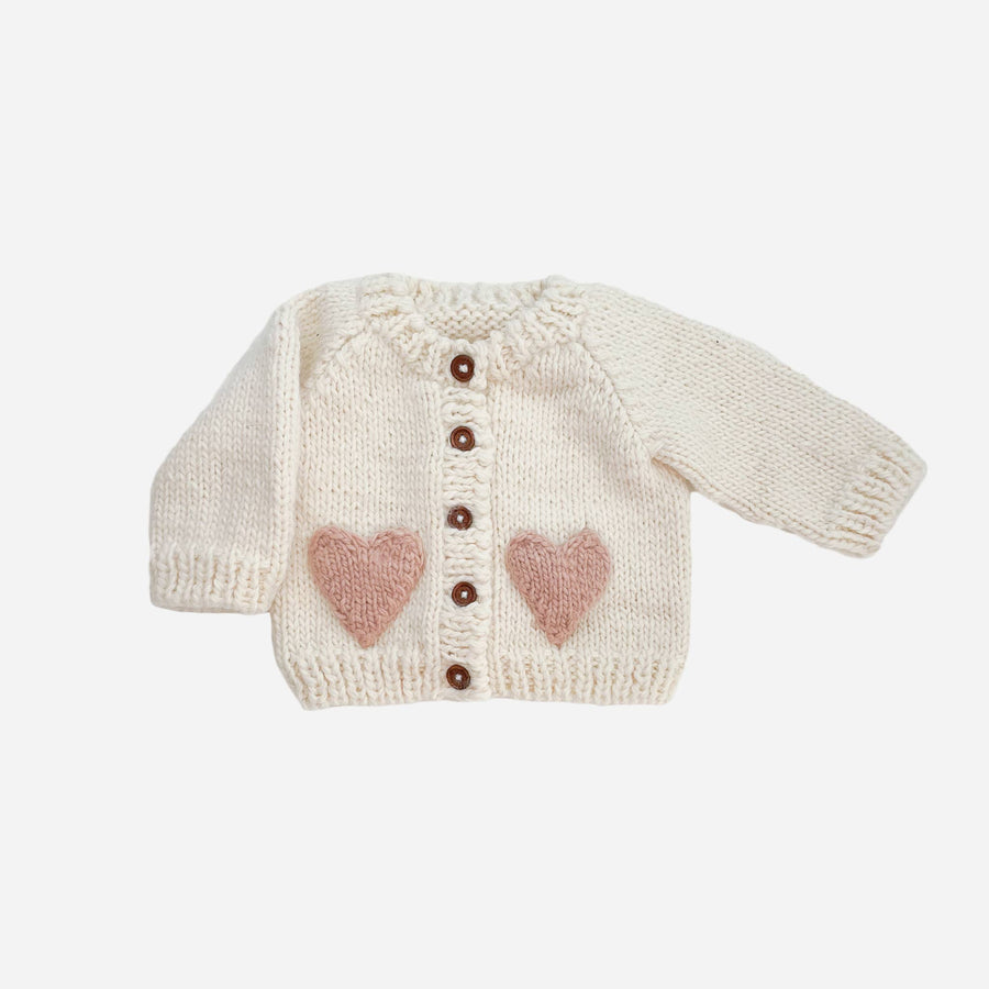 The Blueberry Hill Sweater Heart Cardigan, Blush | Baby & Kid Apparel Sweater