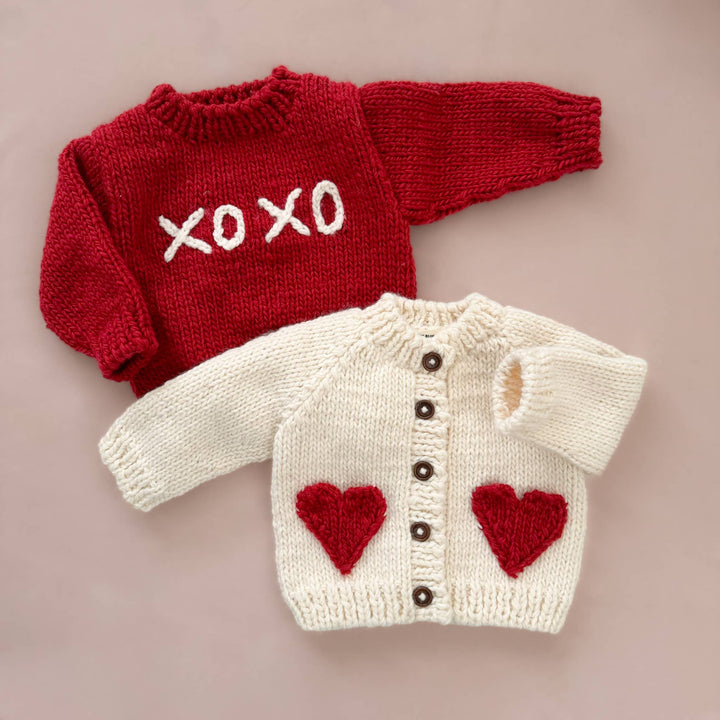 The Blueberry Hill Sweater XOXO Sweater, Red | Baby & Kid Love Valentine's Sweater