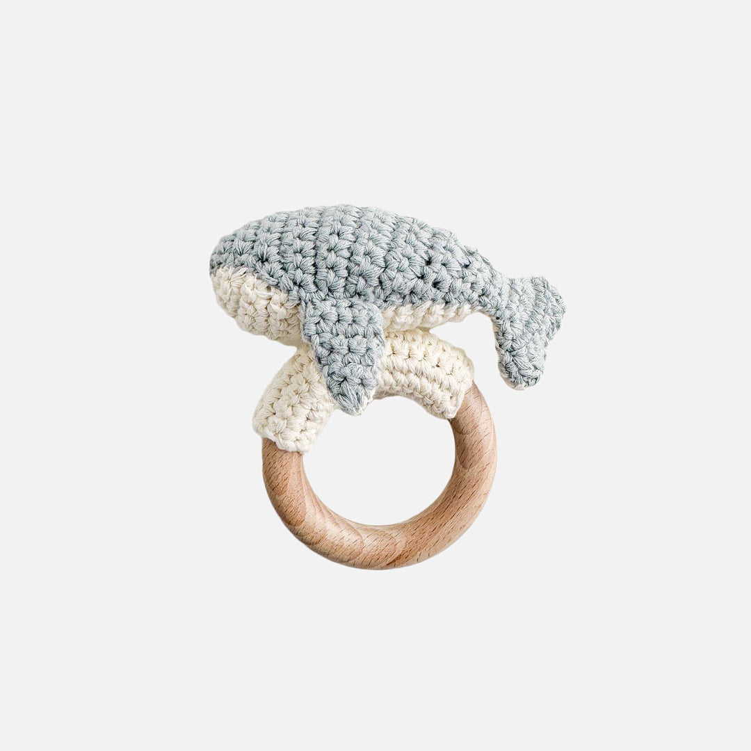The Blueberry Hill Teether Cotton Crochet Rattle Teether Whale | Baby Toys