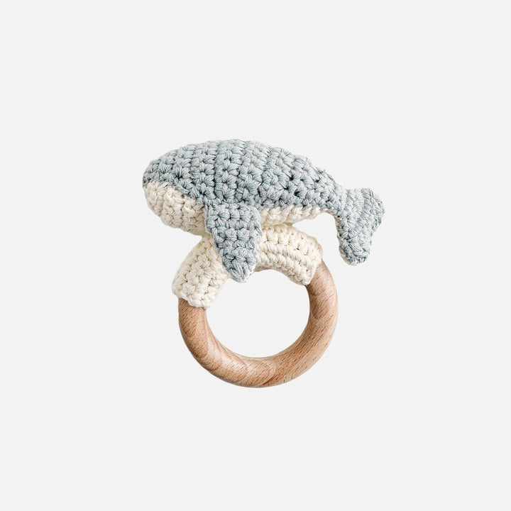 The Blueberry Hill Teether Cotton Crochet Rattle Teether Whale | Baby Toys