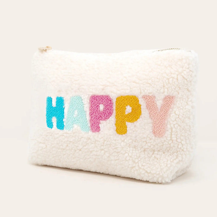 The Darling Effect Bags Cream Teddy Pouch - Happy