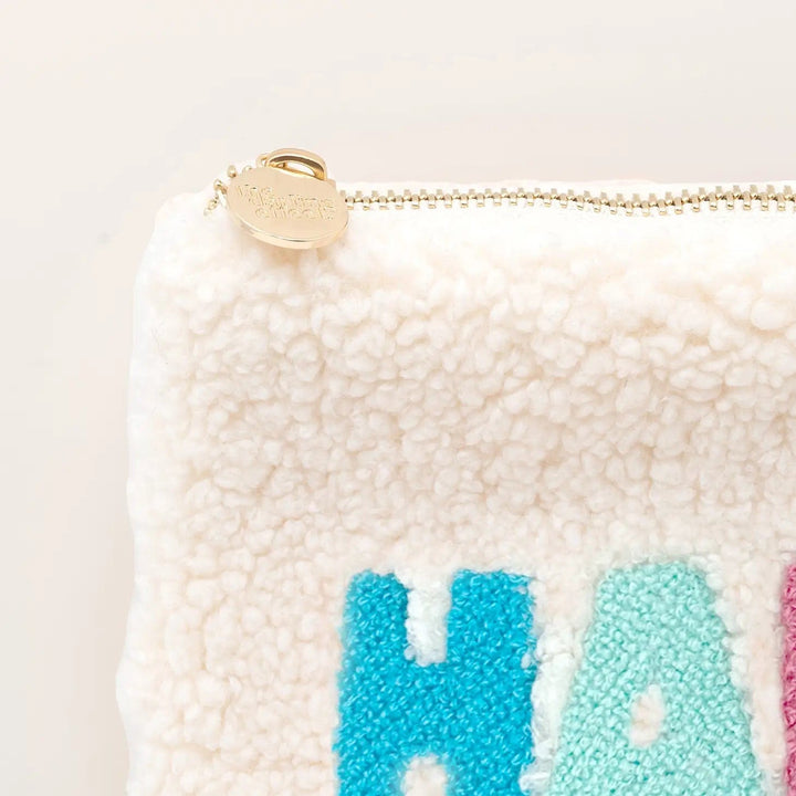 The Darling Effect Bags Cream Teddy Pouch - Happy