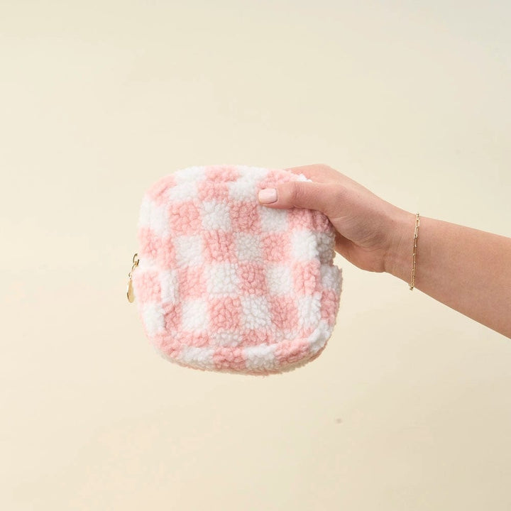 The Darling Effect Bags Teddy Pouch-Square Check Blush