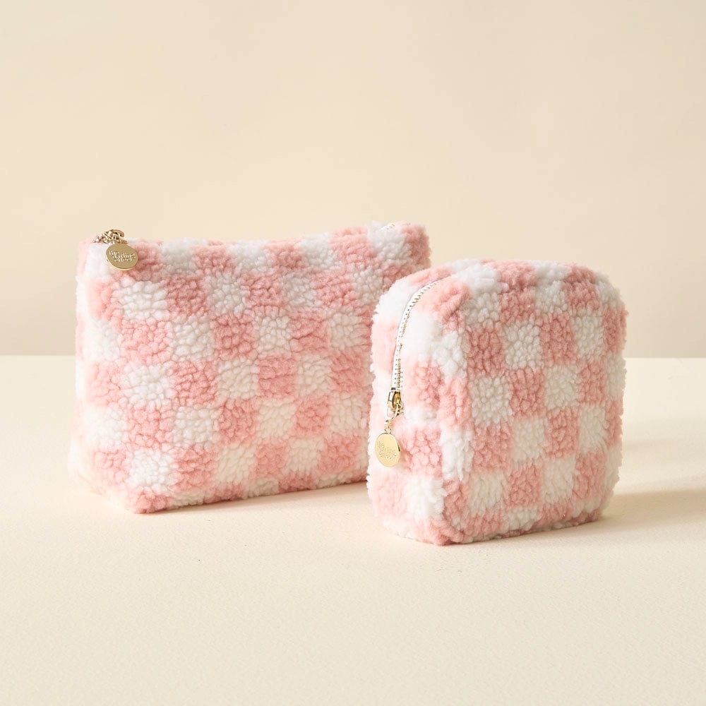 The Darling Effect Bags Teddy Pouch-Square Check Blush