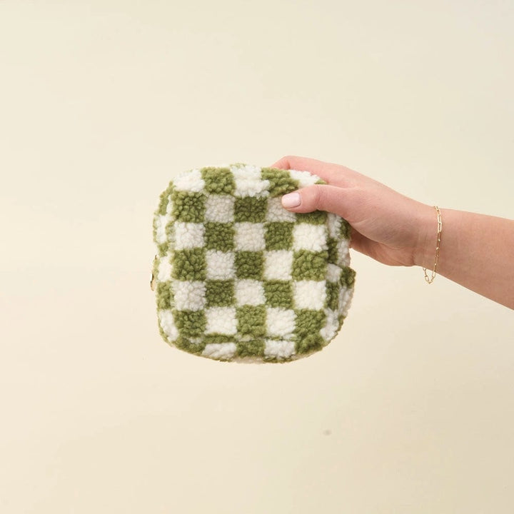 The Darling Effect Bags Teddy Pouch-Square Check Green