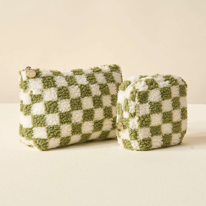 The Darling Effect Bags Teddy Pouch-Square Check Green