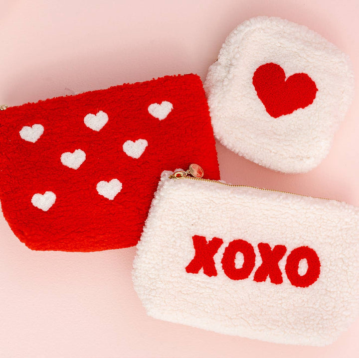 The Darling Effect Cream Square Teddy Pouch - Heart