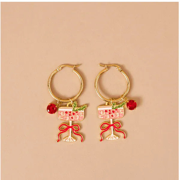 The Darling Effect Fashion Signature Hoop Earrings - Cranberry Cosmo